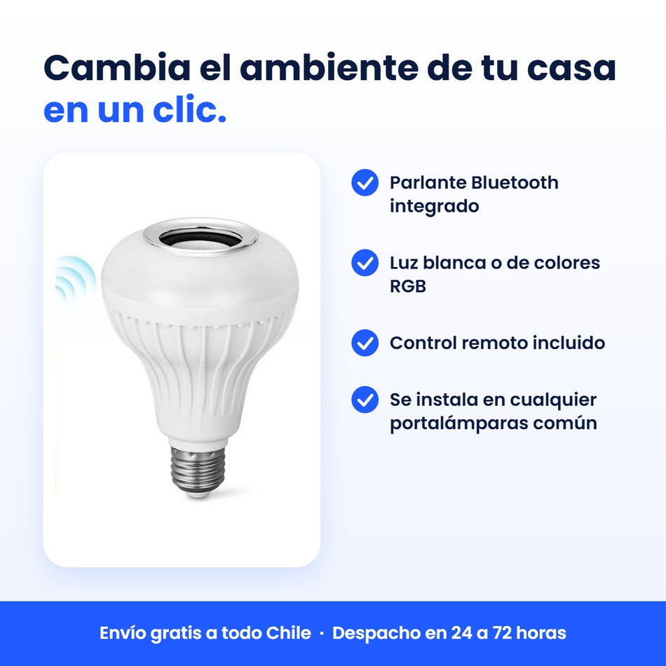 Ampolleta Musical LED RGB con Parlante Bluetooth